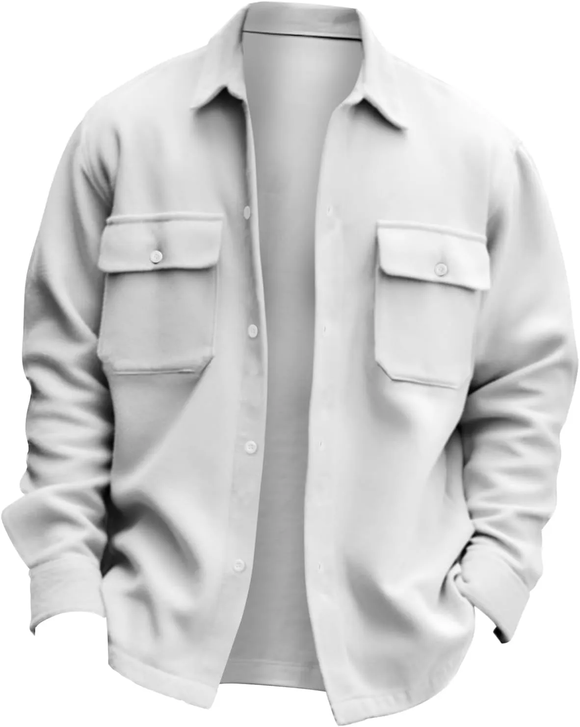 Men's Jackets Casual Button Up Corduroy Jackets Long Sleeve Fashion Stylish Lightweight Shirt Jacket, M-6XL