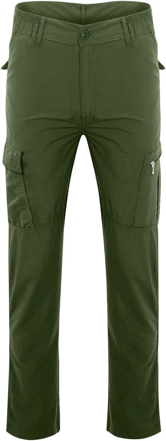Mens Stretch Work Pants Quick-Dry Flexcamo Resistant Hiking Pants Lightweight Hunting Multi-Pocket Cargo Pants