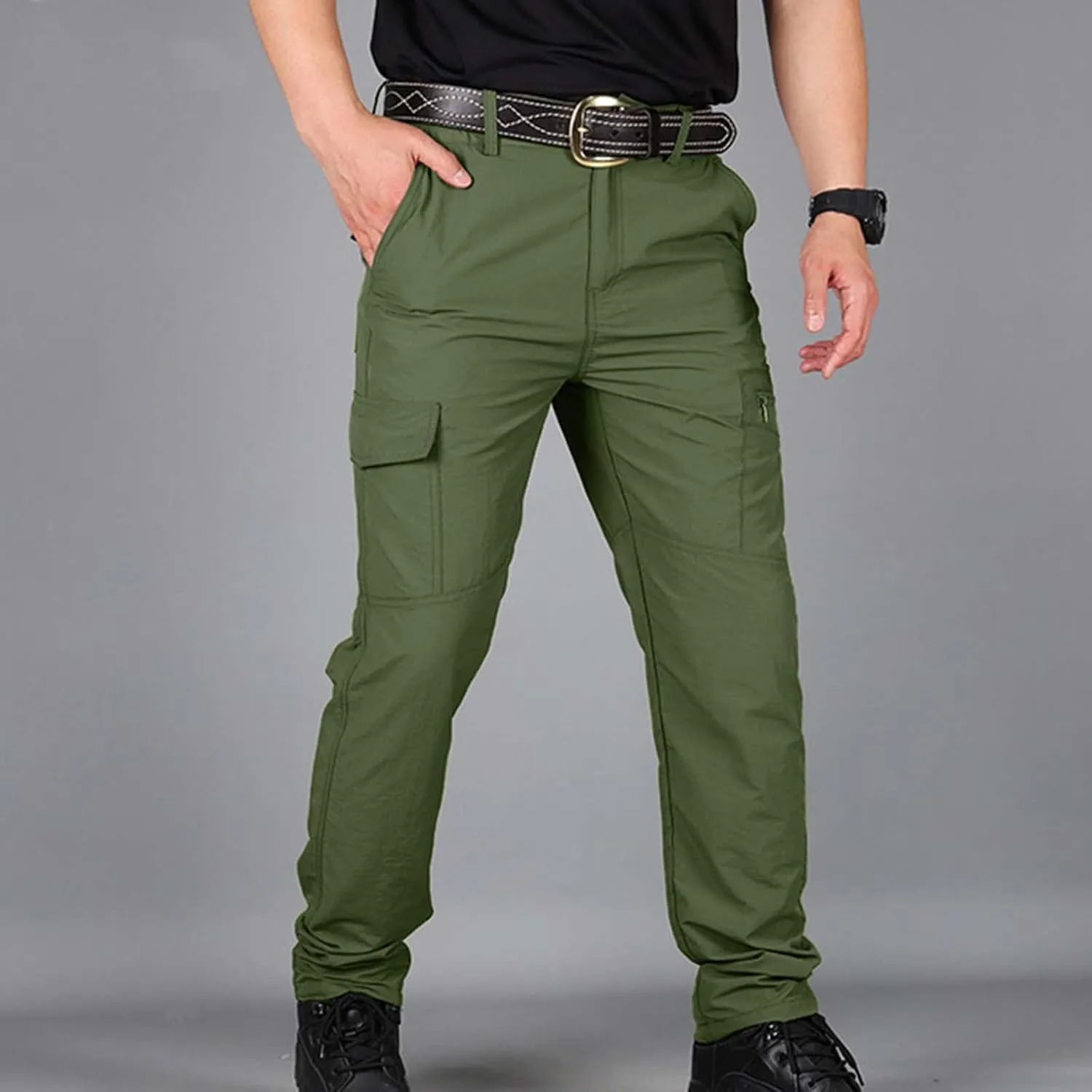 Mens Stretch Work Pants Quick-Dry Flexcamo Resistant Hiking Pants Lightweight Hunting Multi-Pocket Cargo Pants