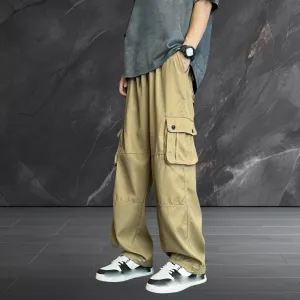 Men's Summer High Street INS Style Loose Fit Straight Leg Multi-Pocket American Style Cargo Pants