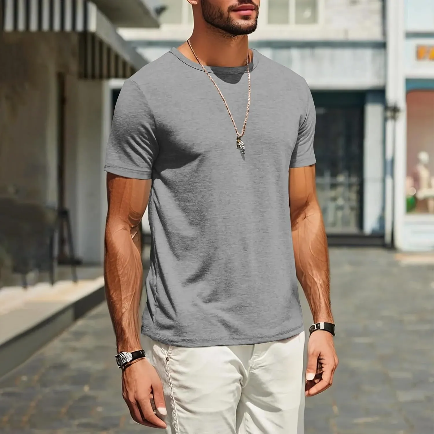 Men's T Shirts Short Sleeve Soft Crew Neck Lightweight Tee Shirts Casual Summer Basic Tops Men's Oversized Shirt