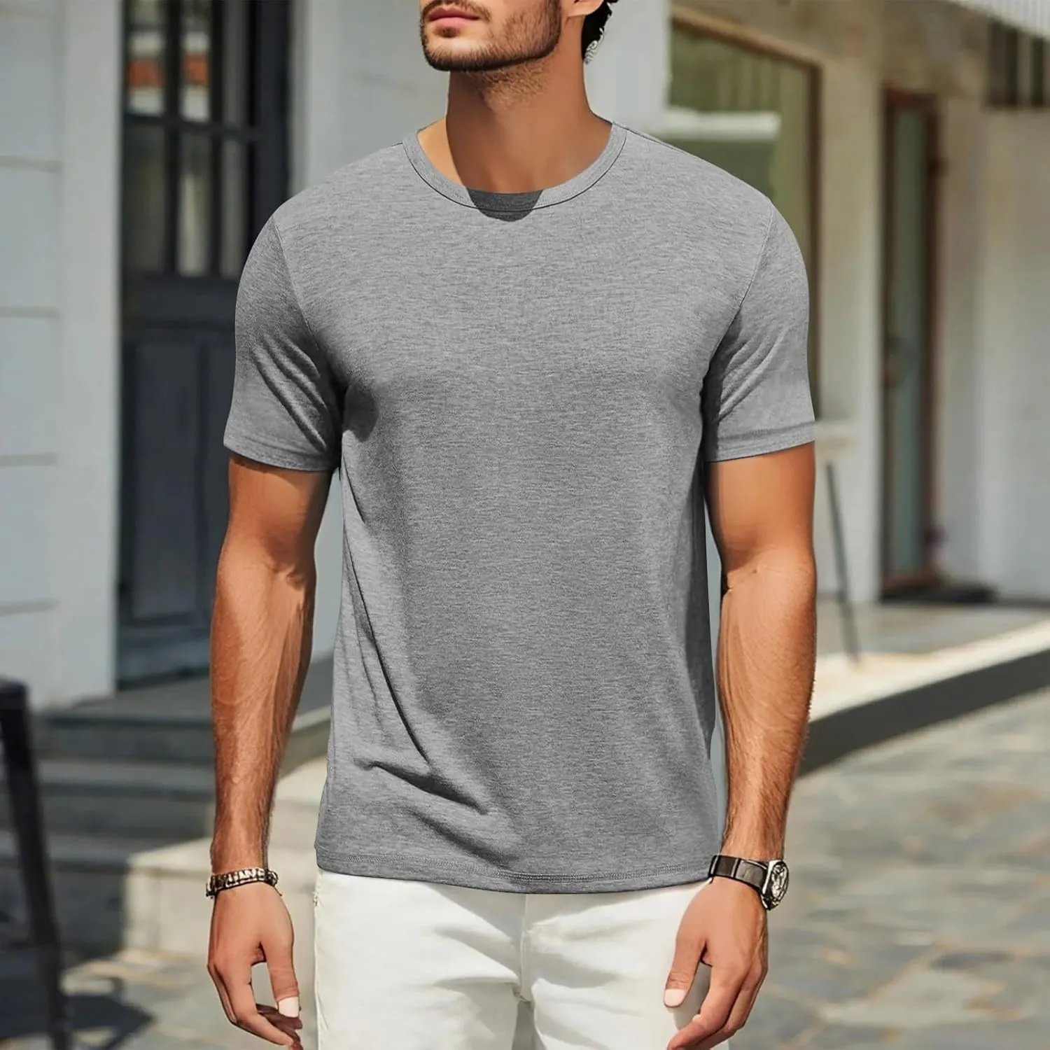 Men's T Shirts Short Sleeve Soft Crew Neck Lightweight Tee Shirts Casual Summer Basic Tops Men's Oversized Shirt