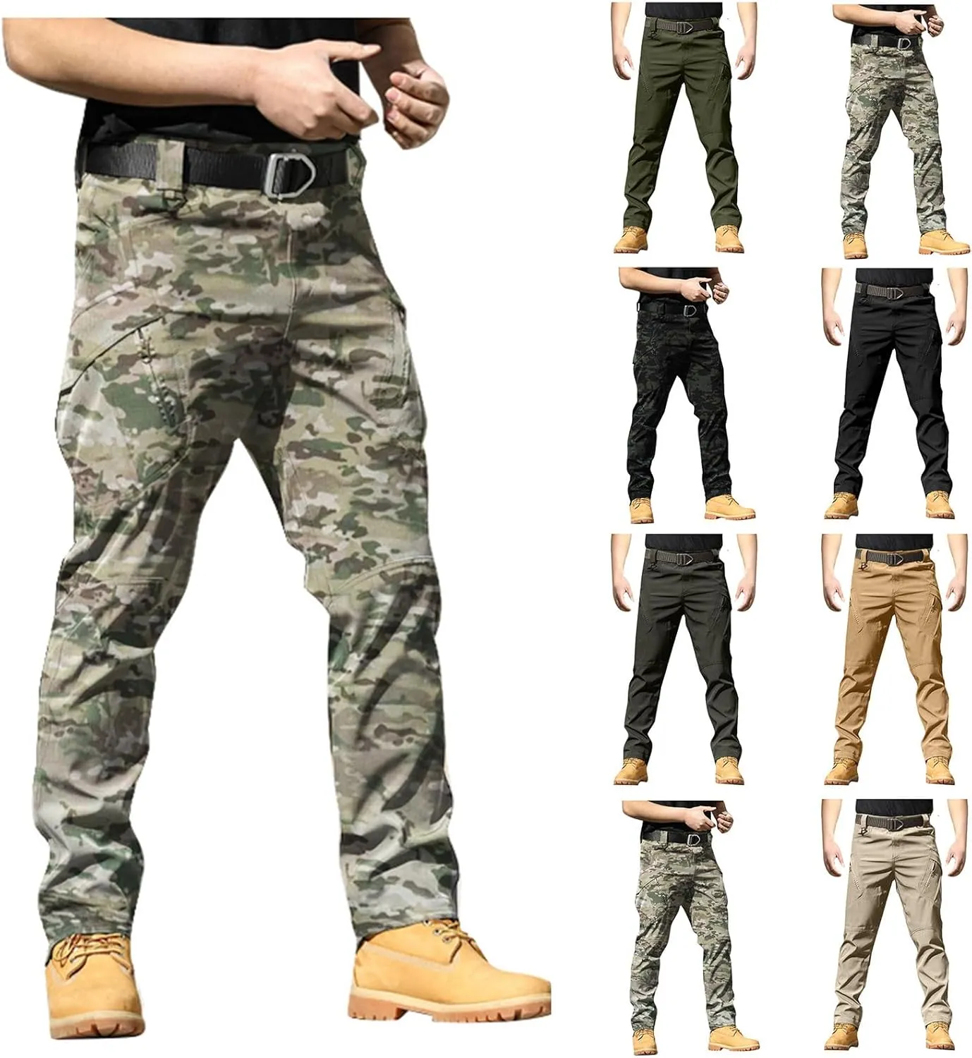 Men's Tactical Cargo Pants XS-4XL Water Resistant Lightweight Hiking Trousers Outdoor Work Pants with Multi Pockets(No Belt)