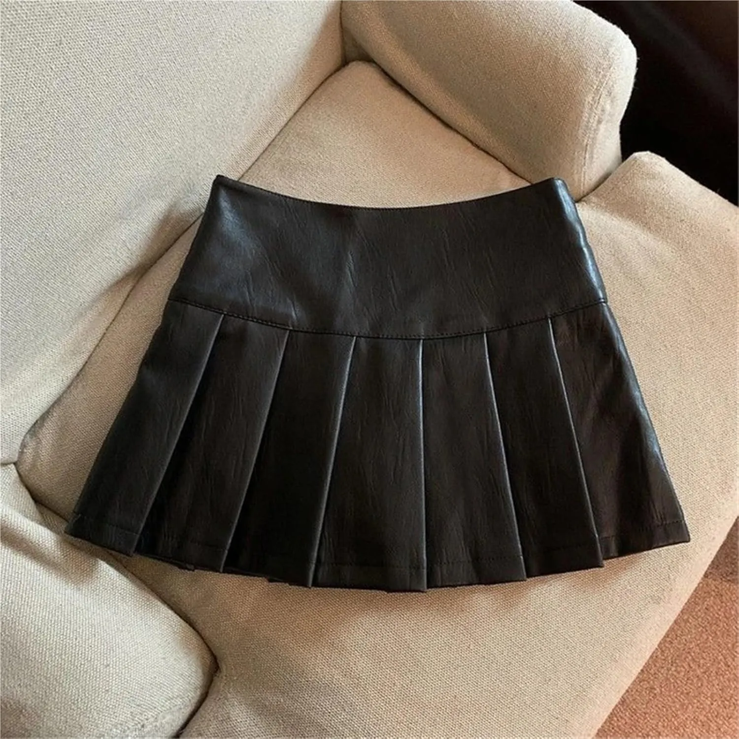 Mini Skirts Women High Waist Pleated Vintage Slim A Line Skirts