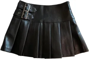 Mini Skirts Women High Waist Pleated Vintage Slim A Line Skirts
