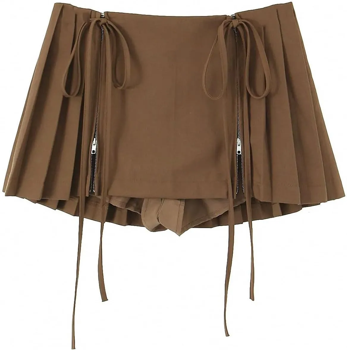 Mini Skirts Y2K Skirts for Women Clothes Skirt High Waisted Pleated Skirt with Shorts White Zip
