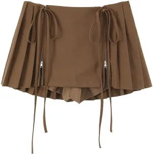 Mini Skirts Y2K Skirts for Women Clothes Skirt High Waisted Pleated Skirt with Shorts White Zip