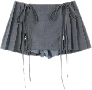 Mini Skirts Y2K Skirts for Women Clothes Skirt High Waisted Pleated Skirt with Shorts White Zip
