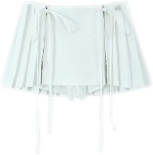 Mini Skirts Y2K Skirts for Women Clothes Skirt High Waisted Pleated Skirt with Shorts White Zip