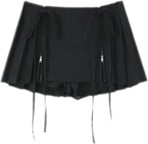 Mini Skirts Y2K Skirts for Women Clothes Skirt High Waisted Pleated Skirt with Shorts White Zip