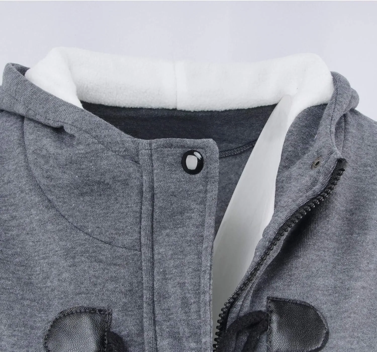 Mmoneyake Womens Fuzzy Fleece Pea Coat Classic Horn Buttons Zipper Hooded Jacket Winter Warm Long Sleeve Outerwear Tops
