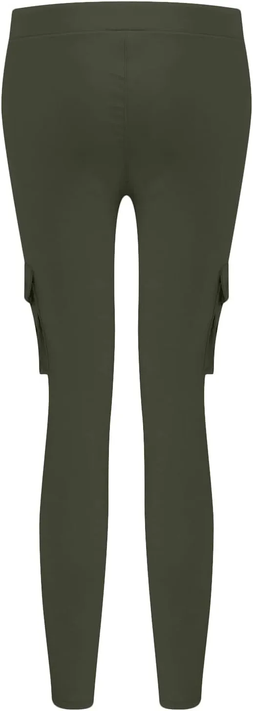 Multi Pocket Cargo Pants Athletic Drawstring Sweatpants Elastic Waist Solid Joggers High Waisted Loose Trousers