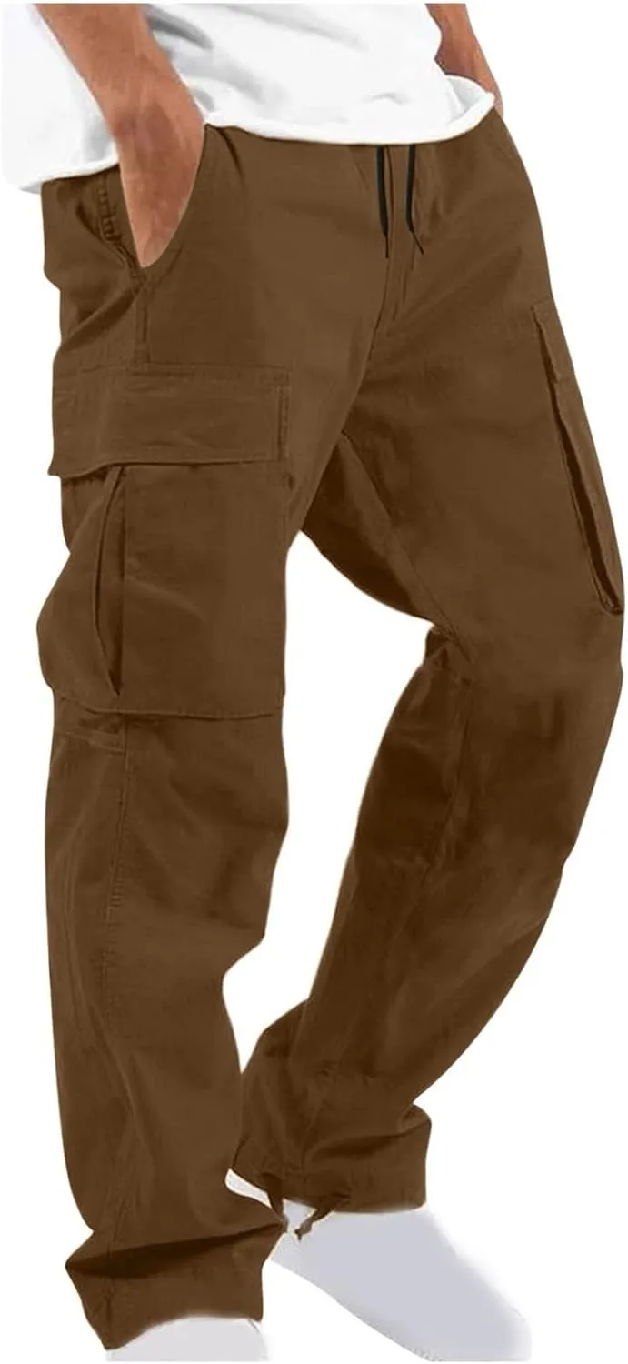 Muscularfit Tactical Pants for Man 2023 Outdoor Fashion Multi Pockets Solid Cargo Pant Causal Lightweight Stretch Trousers