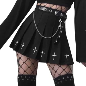 Mxiqqpltky Womens Lace Patchwork Mini Pleated Skirts Vintage High Waist Ruffle Harajuku Goth Short Skirts