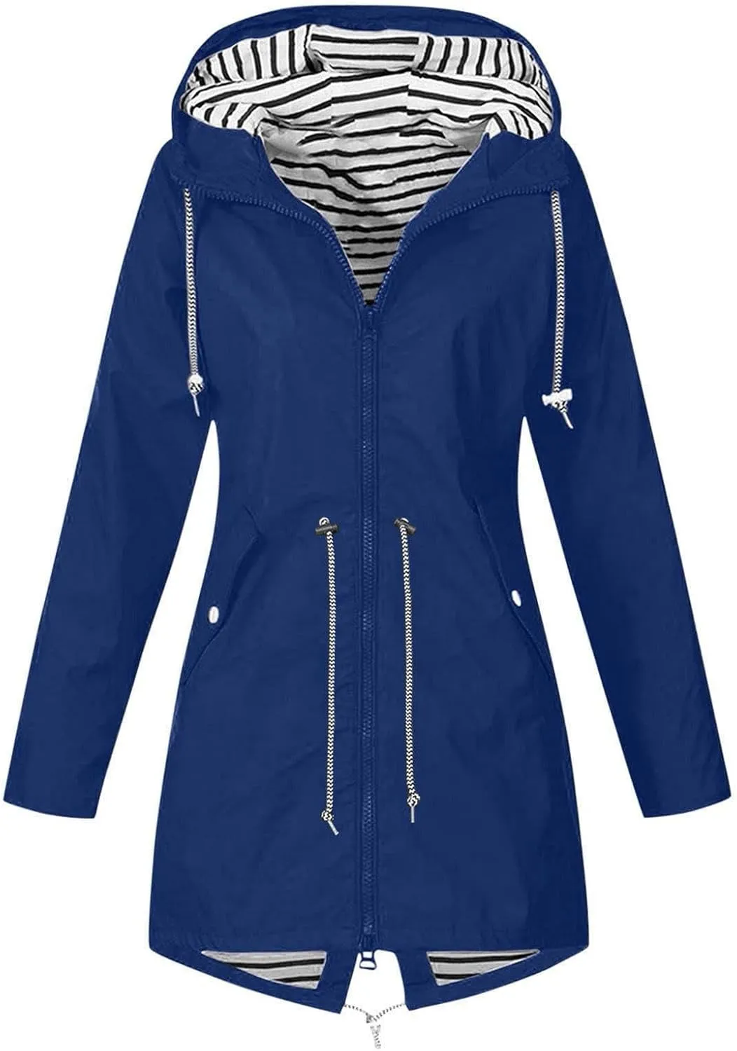 NaRHbrg Raincoat Hoodie for Women, Teen Girls Lightweight Hooded Jacket Solid Rain Jacket Outdoor Raincoat Windproof
