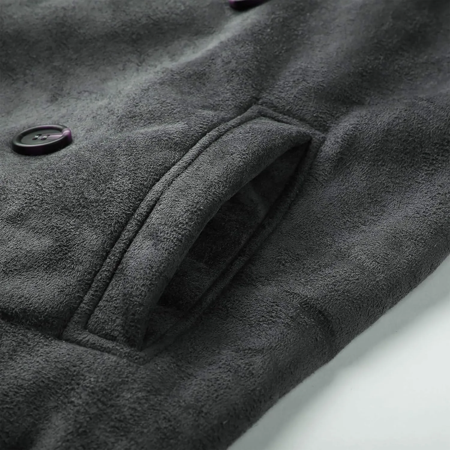 NATHGAM Mens Sherpa Lined Bomber Coat Fleece Thicken Thermal Heavyweight Suede Trench Coats Faux Shearling Midlength Overcoat