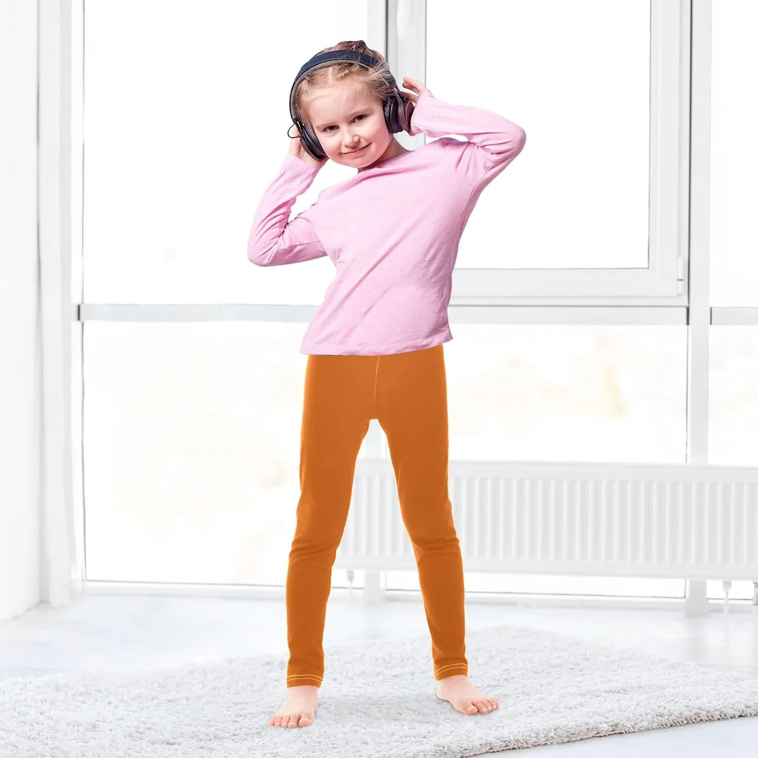 ODAWA White Girls Leggings Girls Stretch Leggings Ankle Length Girls and Toddlers' Leggings, (4-10 Years)