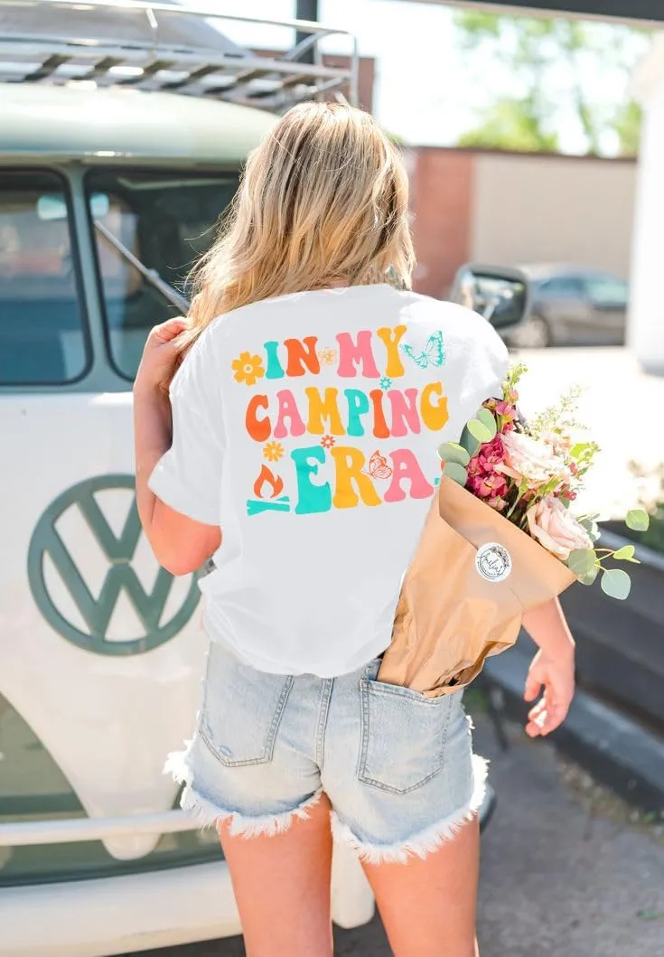 Oversized Shirt Women in My Camping Era T-Shirt Summer Adventure Graphic Summer Vacation Casual Short Sleeve Tops