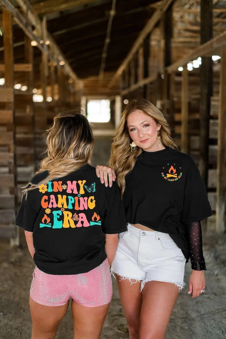 Oversized Shirt Women in My Camping Era T-Shirt Summer Adventure Graphic Summer Vacation Casual Short Sleeve Tops