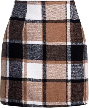 Plaid Mini Skirts for Women Skirts High Waisted Short Sweater Skirt Dress A Line Knee Length Pencil Skirt