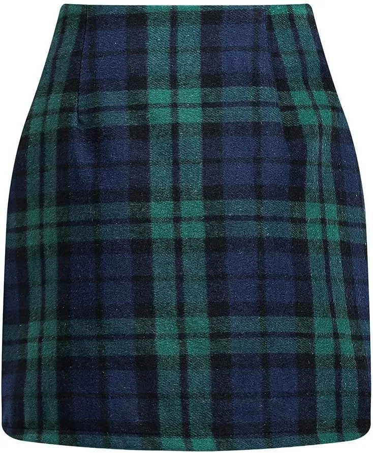 Plaid Mini Skirts for Women Skirts High Waisted Short Sweater Skirt Dress A Line Knee Length Pencil Skirt