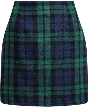 Plaid Mini Skirts for Women Skirts High Waisted Short Sweater Skirt Dress A Line Knee Length Pencil Skirt