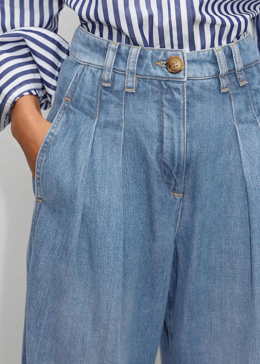 PLNOTME Women's High Waisted Wide Leg Jeans Baggy Mom Casual Denim Pants