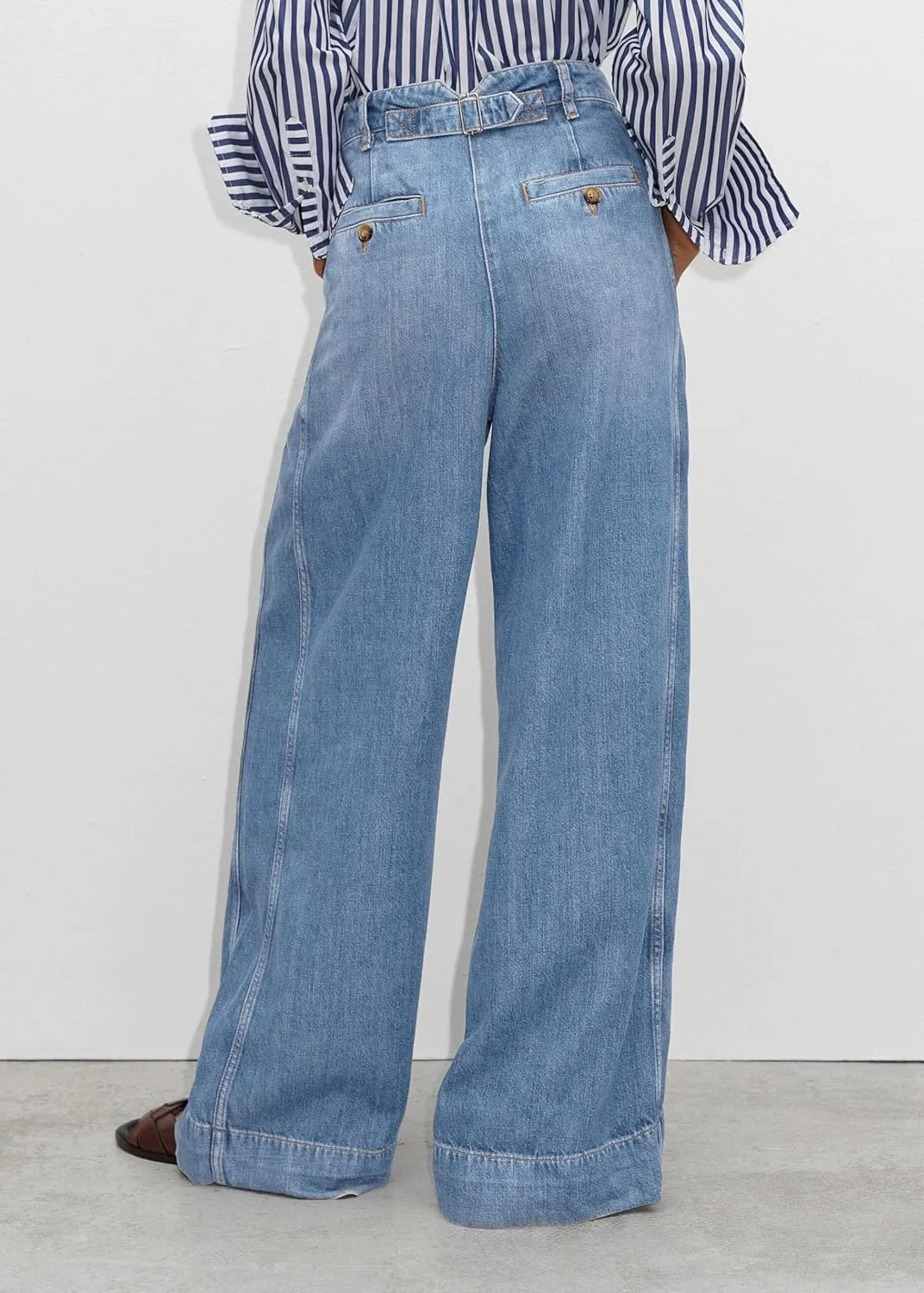 PLNOTME Women's High Waisted Wide Leg Jeans Baggy Mom Casual Denim Pants