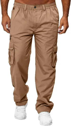 Plus Size Cargo Pants for Men Leisure Loose Sports Running Solid Color Lace Up Cargo Pants Sweater Pants Men Gifts