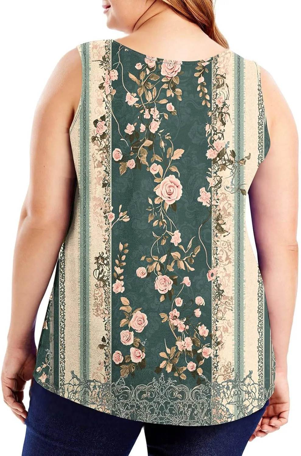 Plus Size Tank Tops for Women Basic Crew Neck Sleeveless Top Loose Lightweight Blouses Gradient Solid Fashion Tee Shirts