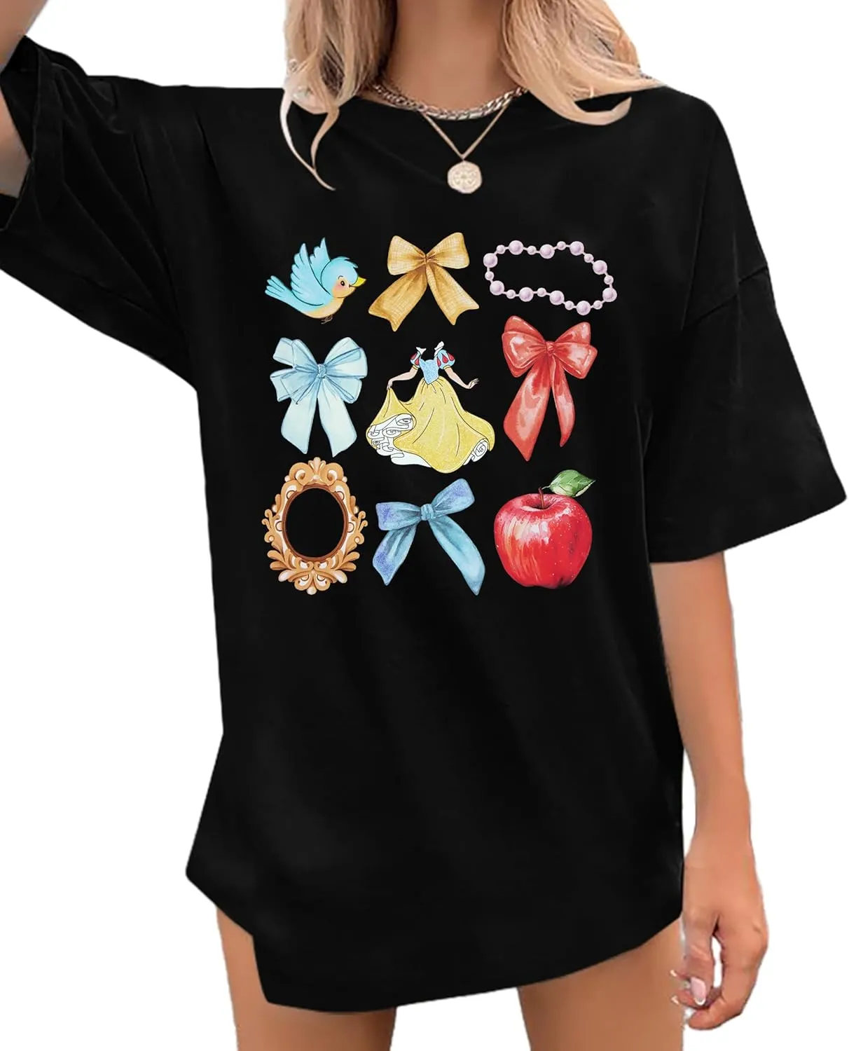 Princess Magical Oversized Tshirt Women Princess Bow Shirts Girls Trip Shirt Family Trip Short Sleeve Tee Tops