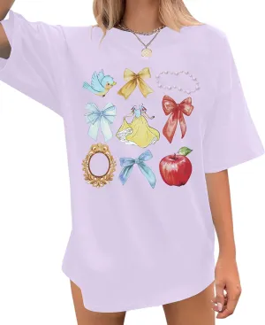 Princess Magical Oversized Tshirt Women Princess Bow Shirts Girls Trip Shirt Family Trip Short Sleeve Tee Tops