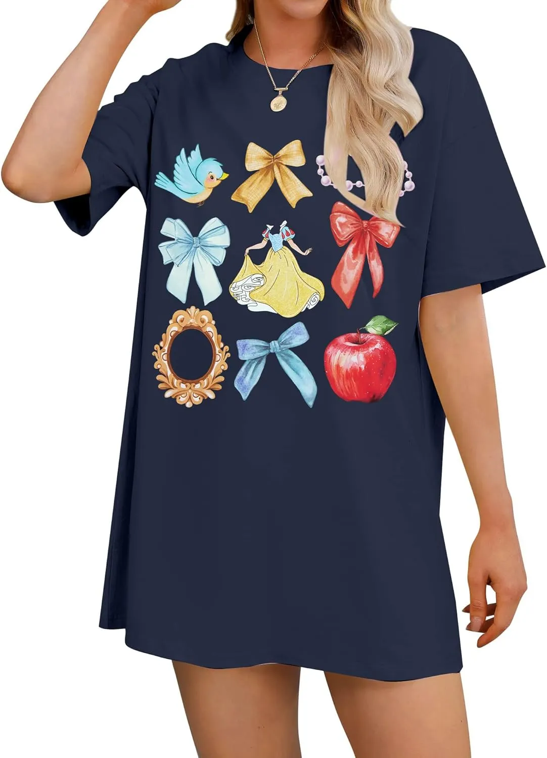 Princess Magical Oversized Tshirt Women Princess Bow Shirts Girls Trip Shirt Family Trip Short Sleeve Tee Tops