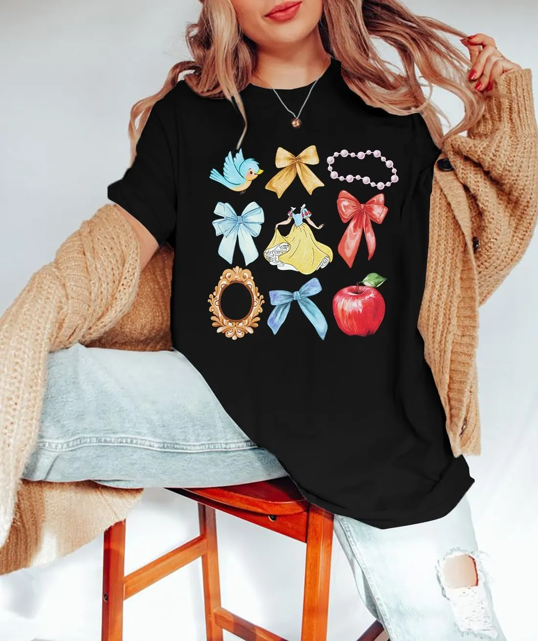 Princess Magical Oversized Tshirt Women Princess Bow Shirts Girls Trip Shirt Family Trip Short Sleeve Tee Tops