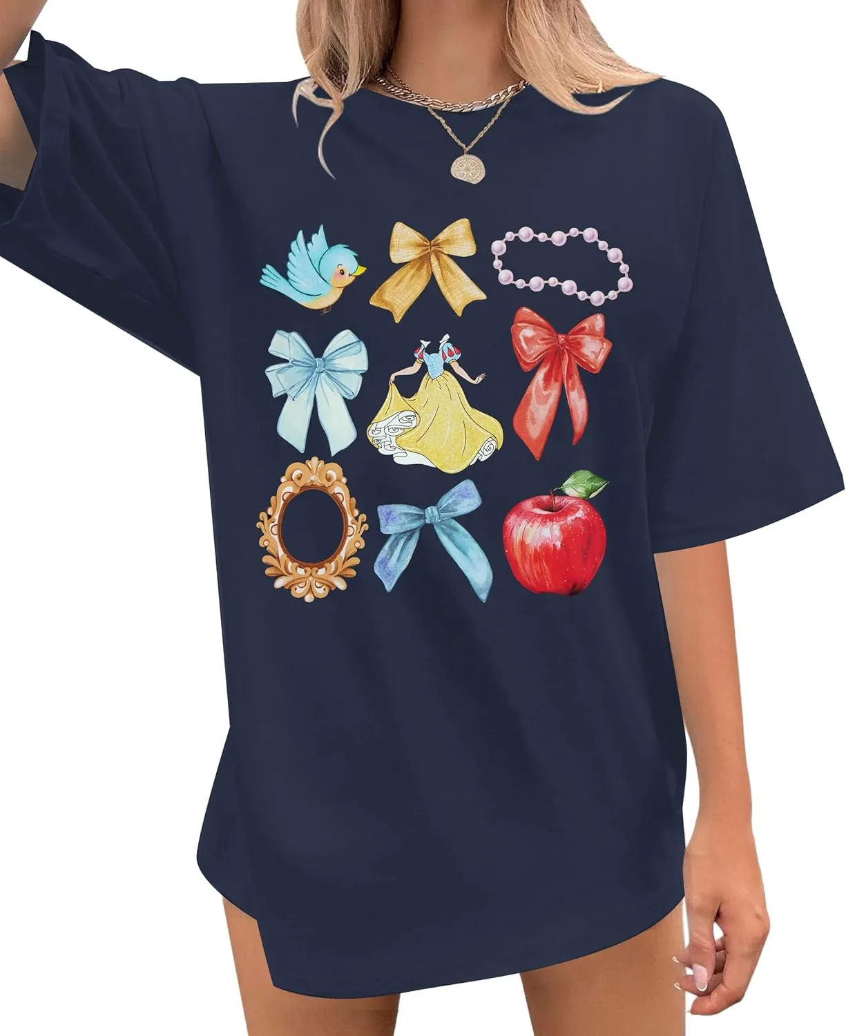 Princess Magical Oversized Tshirt Women Princess Bow Shirts Girls Trip Shirt Family Trip Short Sleeve Tee Tops