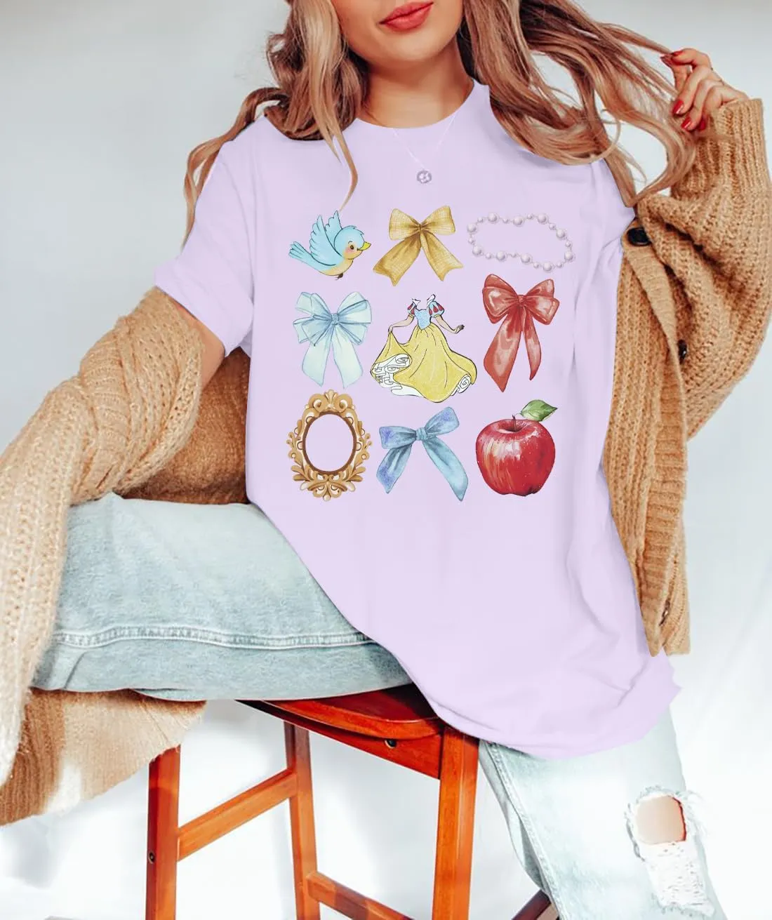 Princess Magical Oversized Tshirt Women Princess Bow Shirts Girls Trip Shirt Family Trip Short Sleeve Tee Tops
