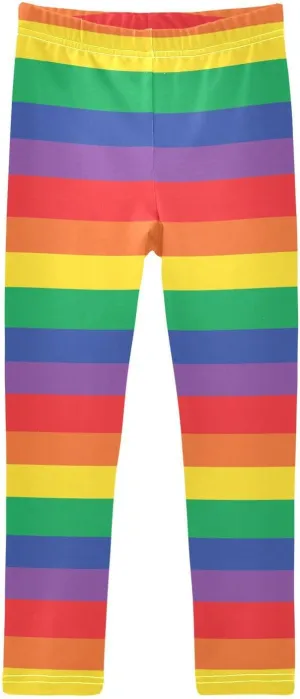 Rainbow Striped Girls Leggings Stretch Yoga Pants Leggings Athletic Leggings for Girls Kids Toddler 4-10 Years