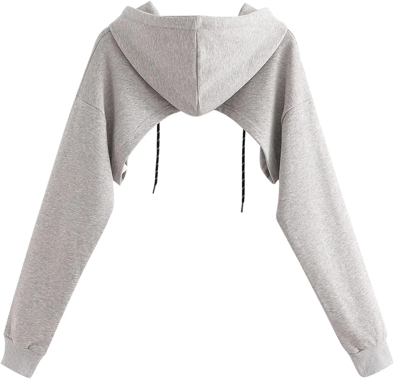 Remidoo Women Super Crop Top Pullover Sweatshirt Long Sleeve Drawstring Hoodie