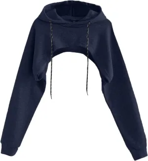 Remidoo Women Super Crop Top Pullover Sweatshirt Long Sleeve Drawstring Hoodie