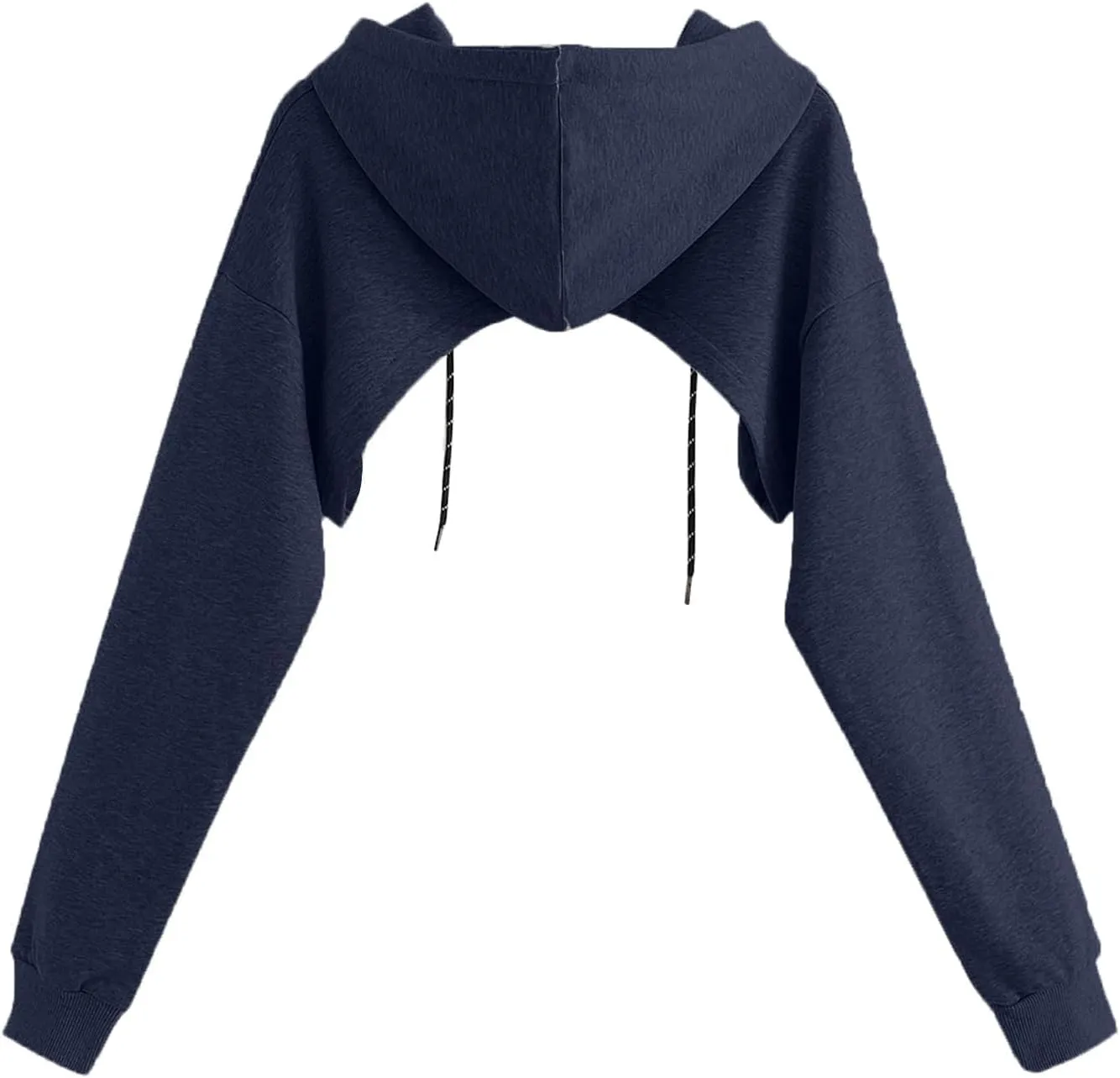 Remidoo Women Super Crop Top Pullover Sweatshirt Long Sleeve Drawstring Hoodie
