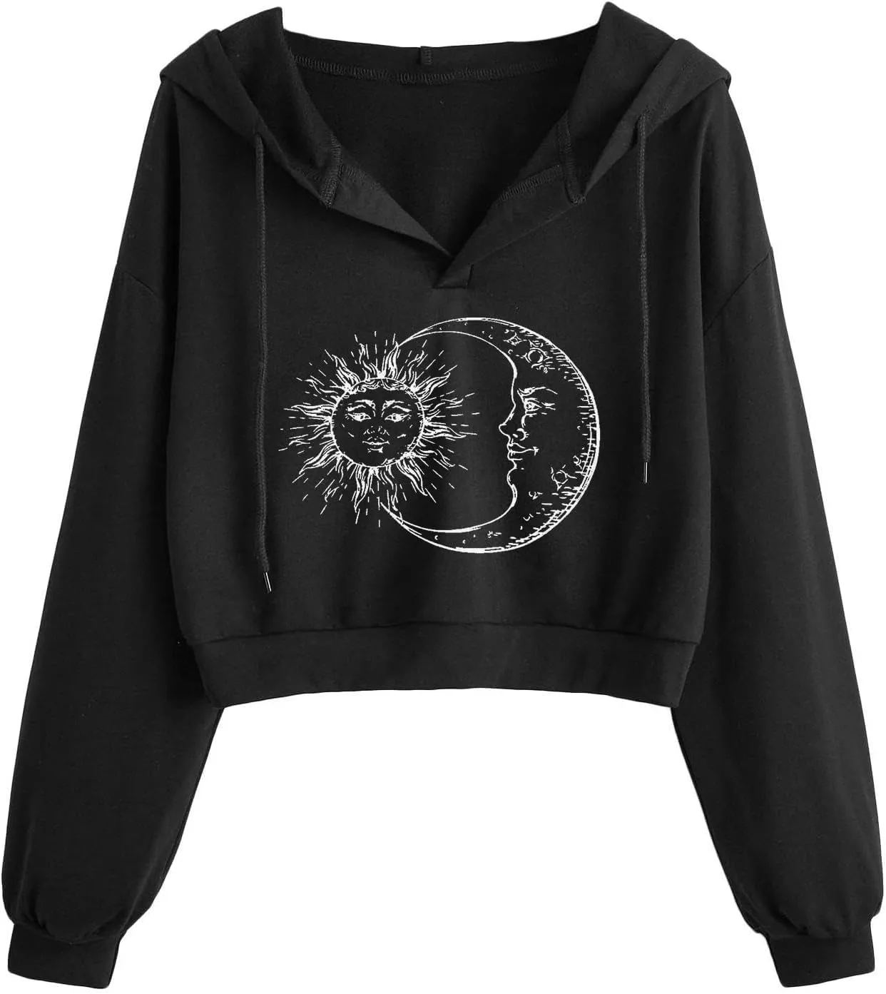 Remidoo Women's Casual Long Sleeve Crop Top Hoodies Sweatshirt With Drawsting