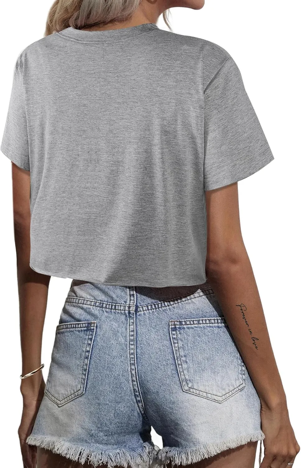 Remidoo Womens Short Sleeve Crop Top Crewneck Loose T Shirt Graphic Tee