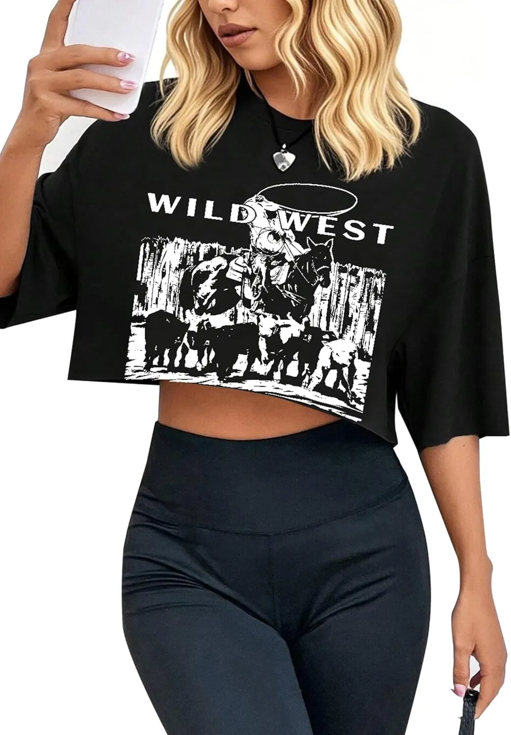 Remidoo Womens Short Sleeve Crop Top Crewneck Loose T Shirt Graphic Tee