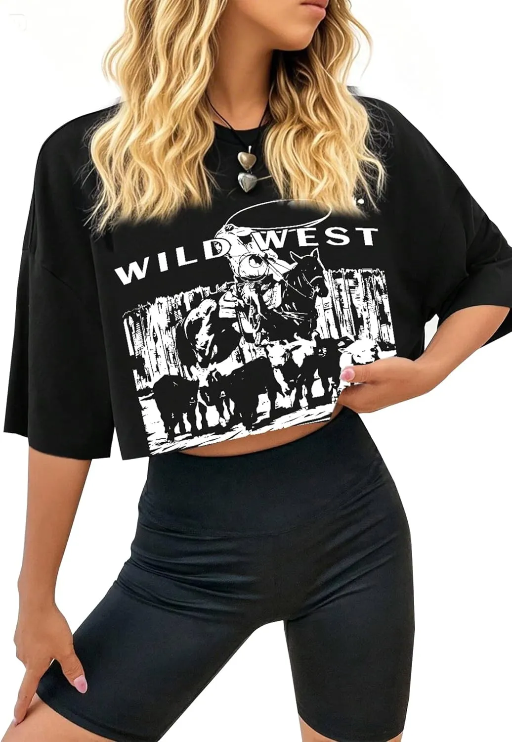 Remidoo Womens Short Sleeve Crop Top Crewneck Loose T Shirt Graphic Tee