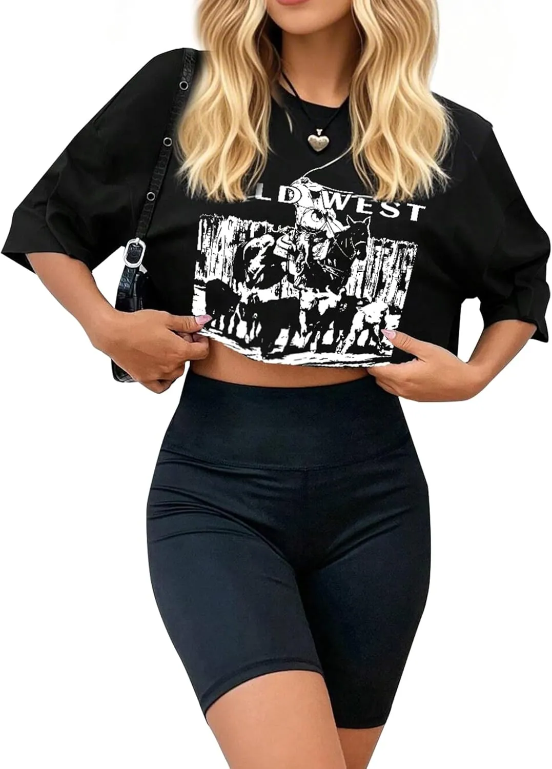 Remidoo Womens Short Sleeve Crop Top Crewneck Loose T Shirt Graphic Tee