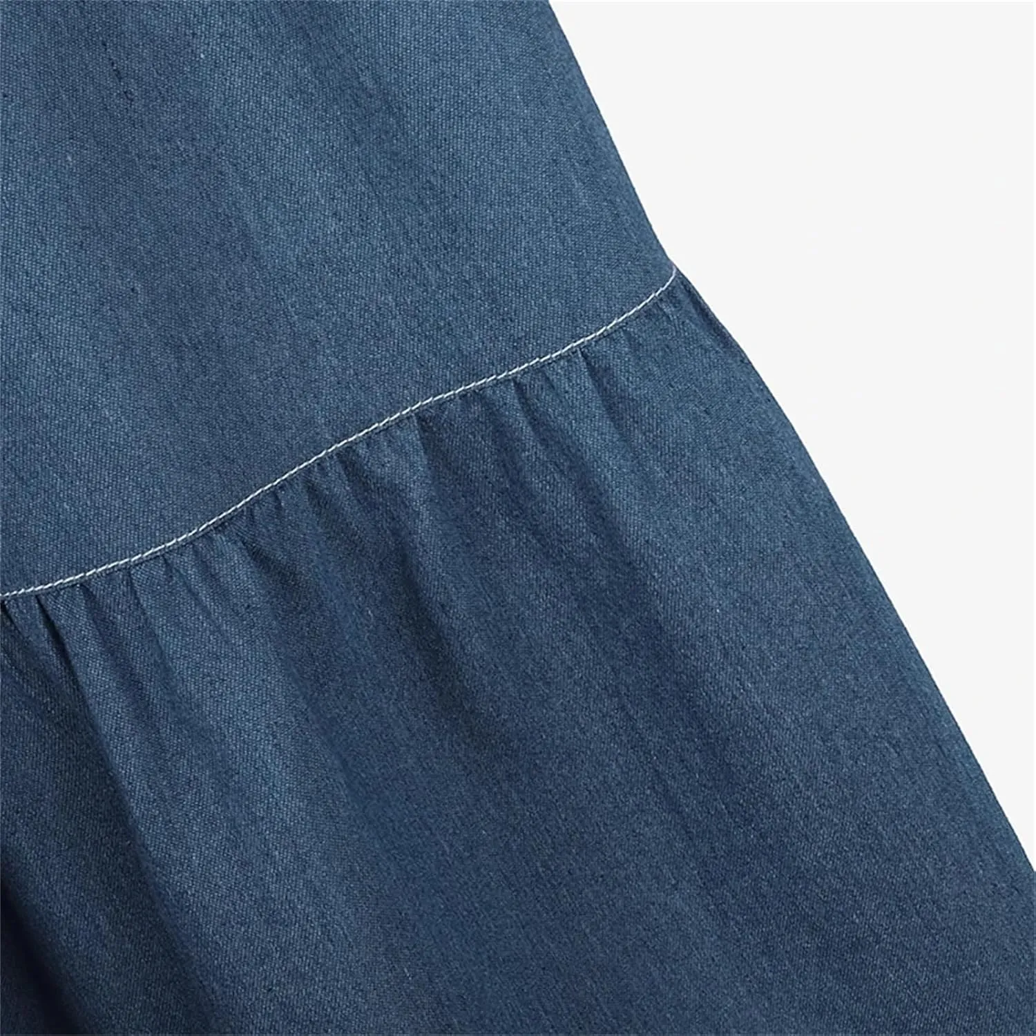 SaoBiiu Women Elastic Waist Denim Skirts Casual Loose Solid A-Line Skirts