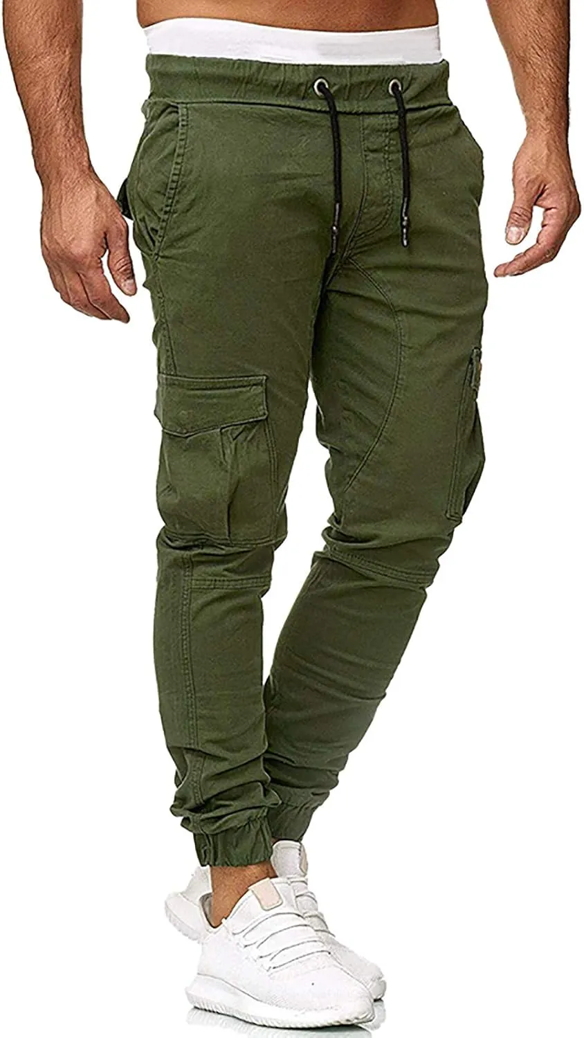 sdbrld Cargo Pants For Men Mens Cargo Pants Casual Solid Drawstring Sport Jogger Cargo Pants Outdoor Hiking Trousers Panrts