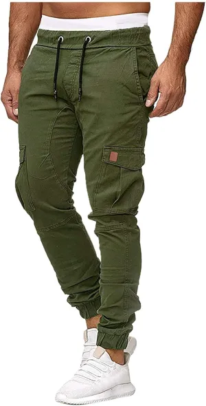 sdbrld Cargo Pants For Men Mens Cargo Pants Casual Solid Drawstring Sport Jogger Cargo Pants Outdoor Hiking Trousers Panrts