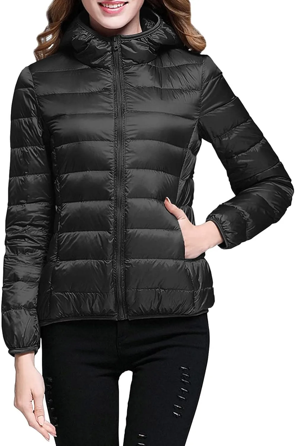 SHAOBGE Women's Packable Ultra Lightweight Jacket 2023 Winter Warm Slim Fit Duck Down Coats with Pockets Recycled Insulation