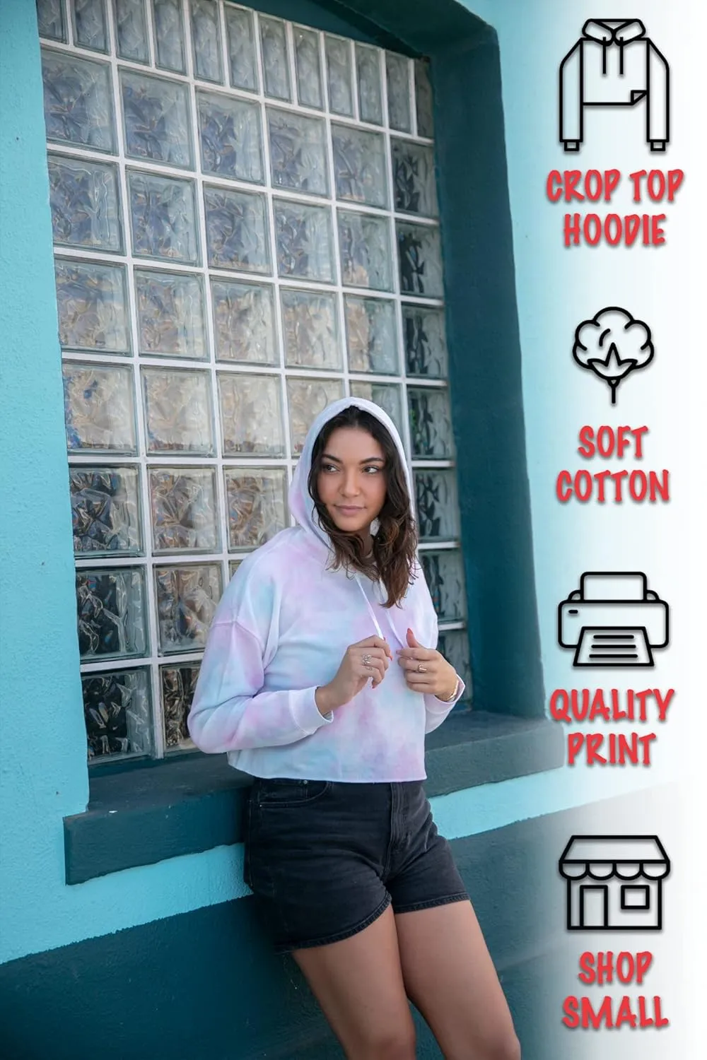 ShirtBANC Womens Crop Top Hoodie Blank Modern Fashion Culture Sweater, S-3XL